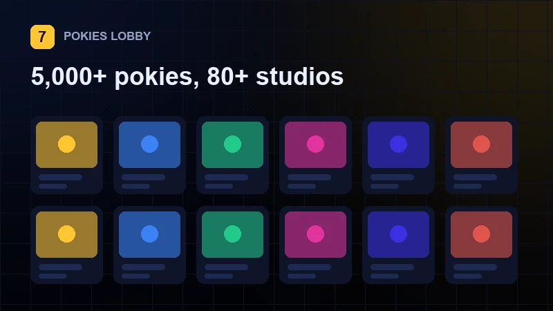 Lucky7even pokies lobby with popular Australian titles